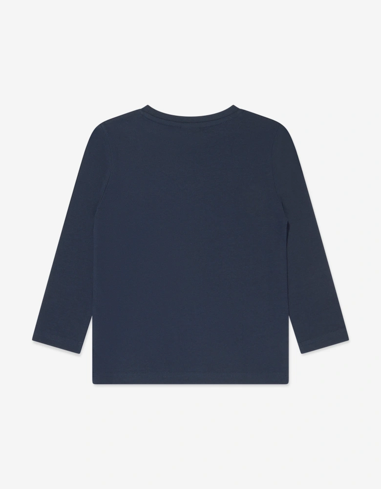 BOSS Boys Long Sleeve Logo T-Shirt in Navy