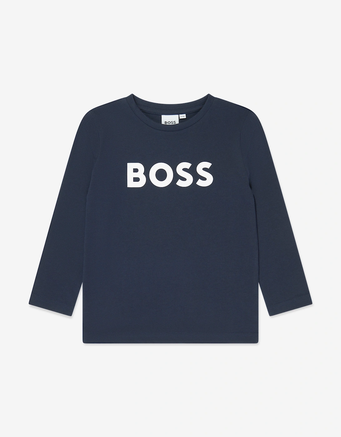 BOSS Boys Long Sleeve Logo T-Shirt in Navy, 5 of 4