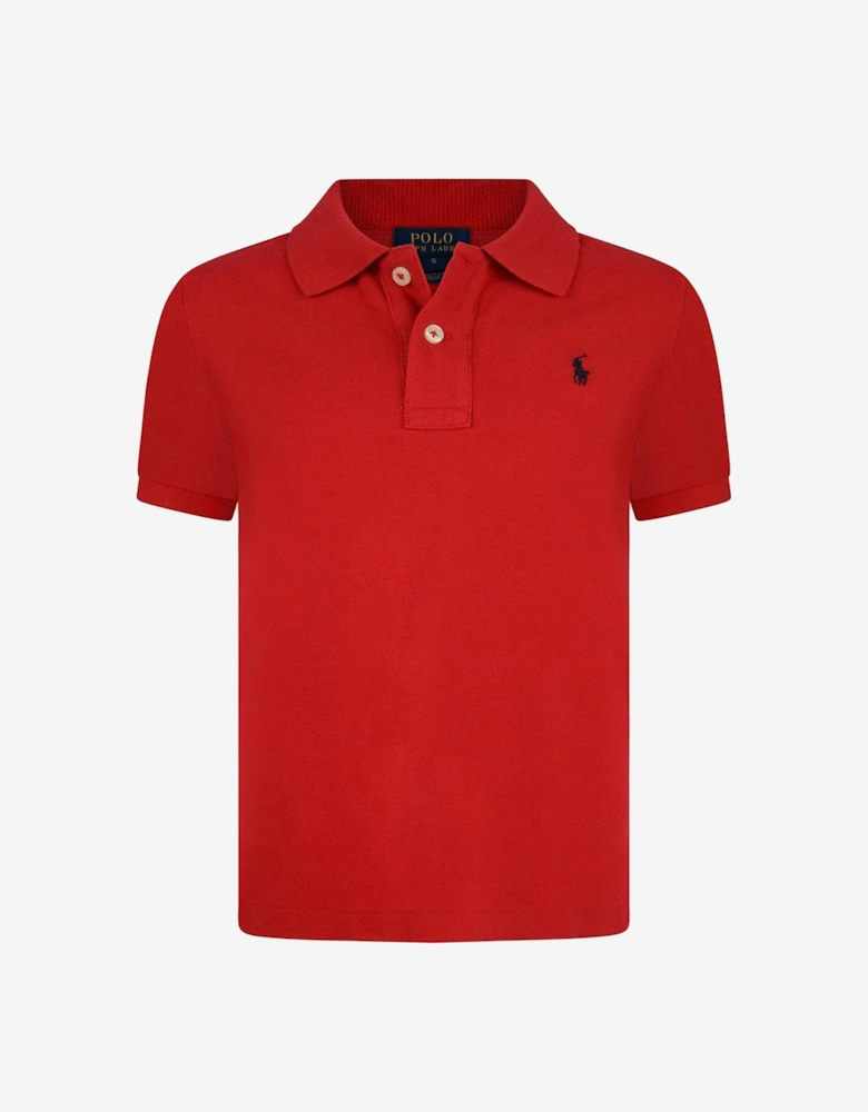 Boys Cotton Polo Shirt in Red