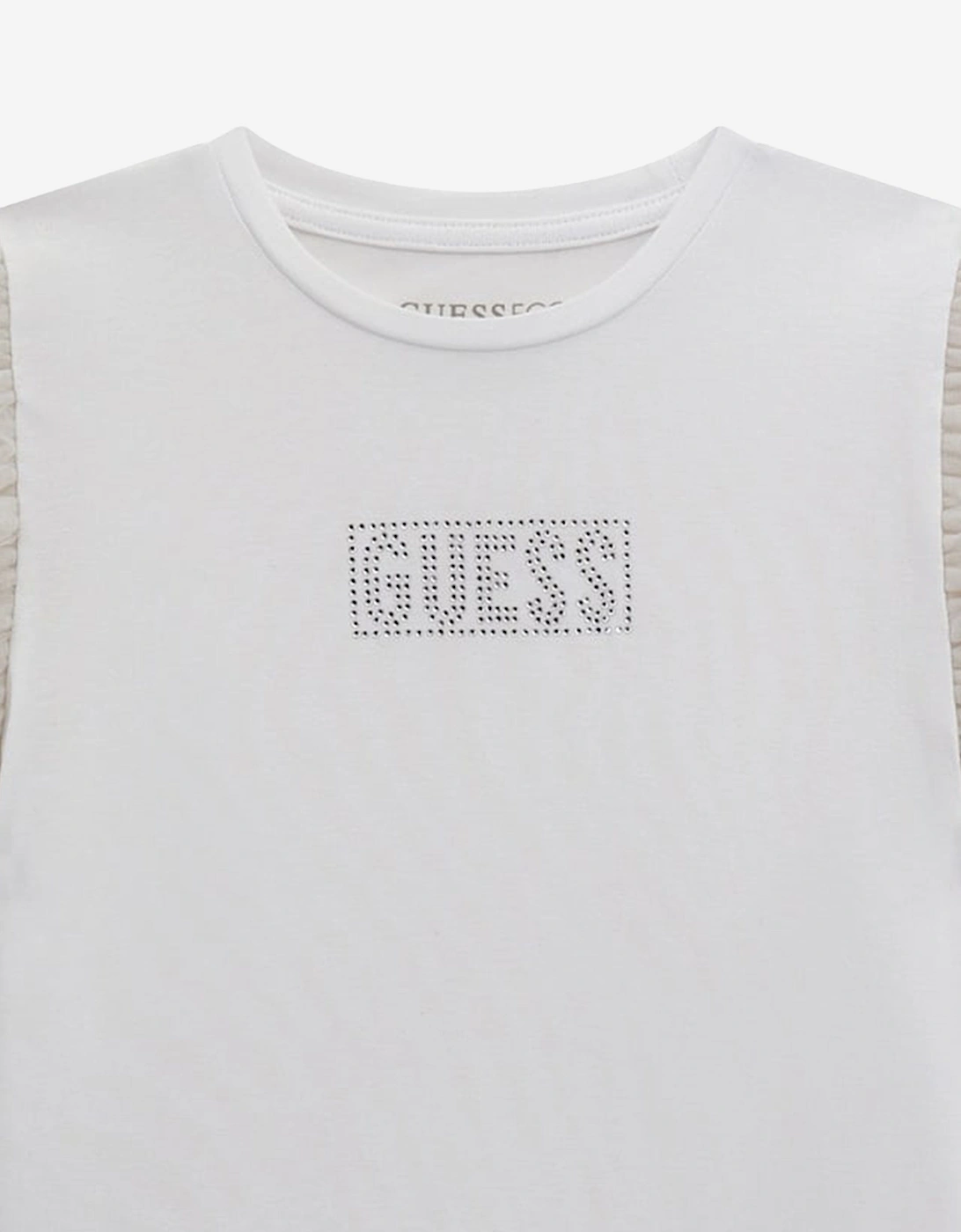 Girls Tulle Sleeve T-Shirt in White