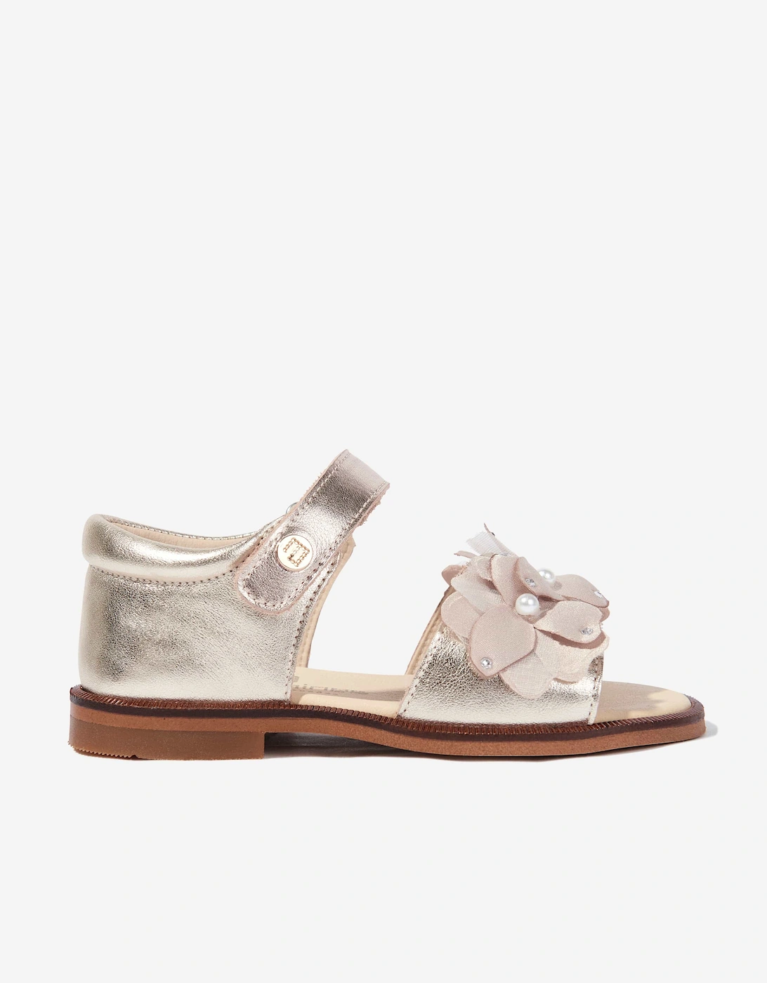 Girls Flower Sandals in Gold, 5 of 4