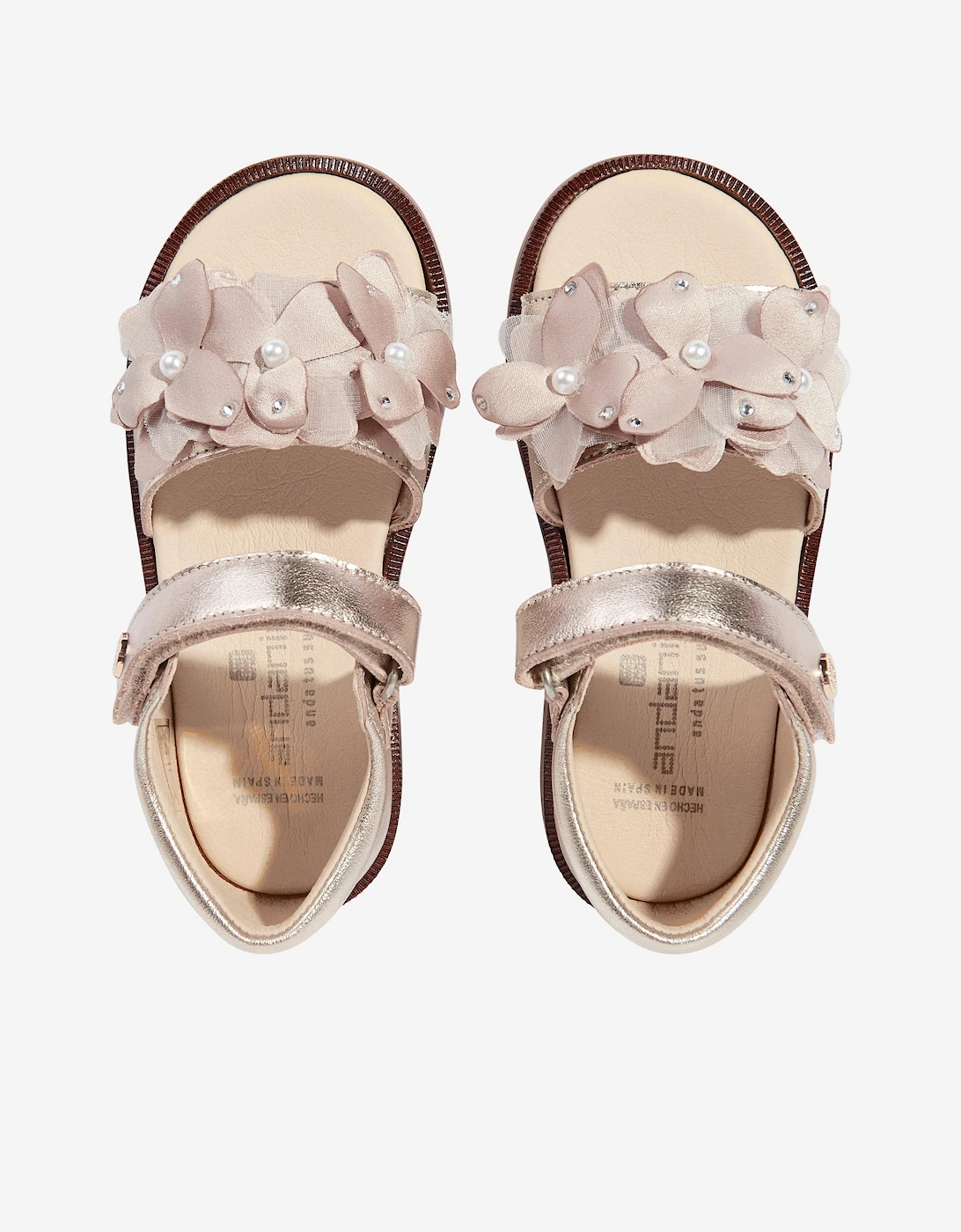 Girls Flower Sandals in Gold