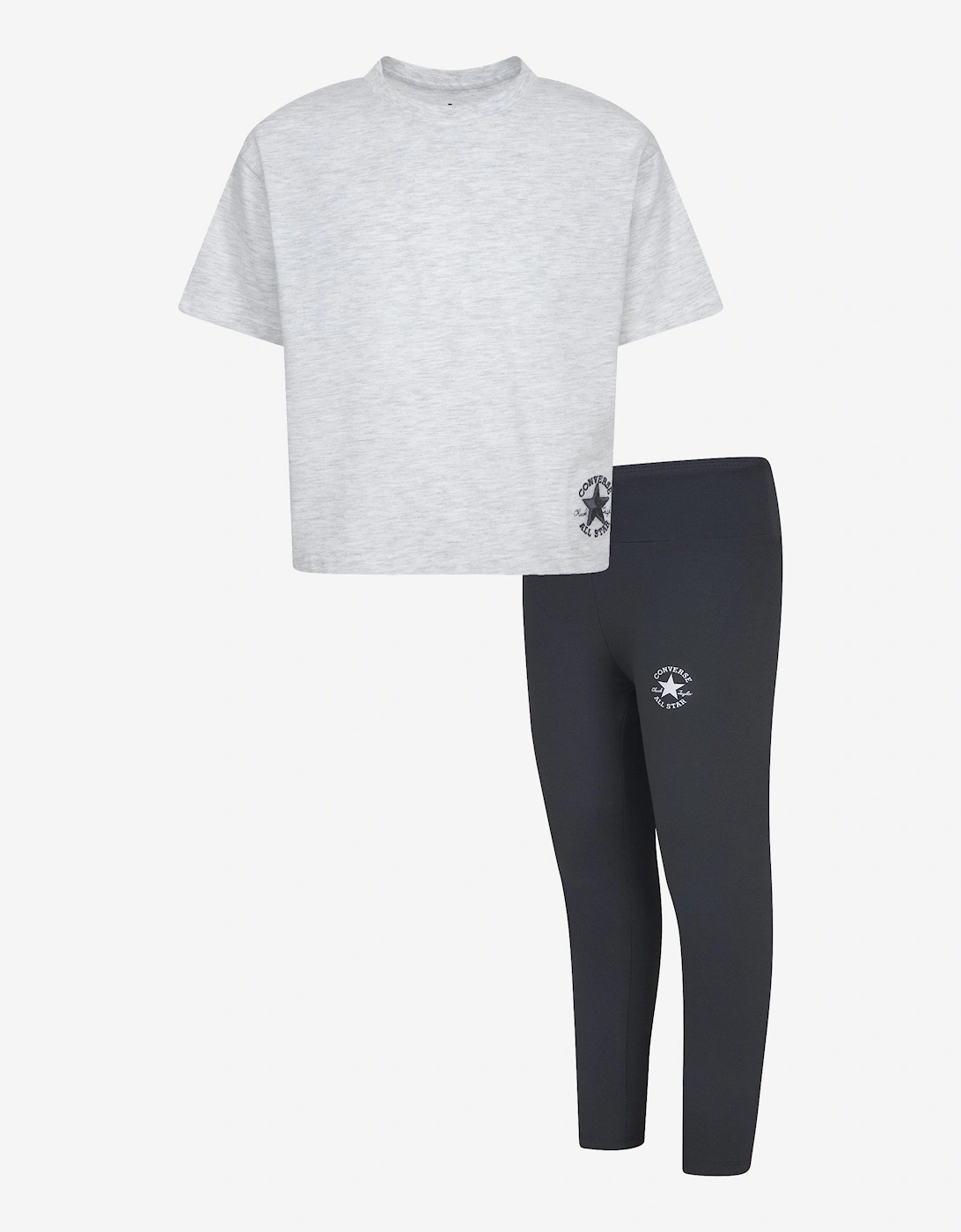 Girls Boxy T-Shirt and Leggings Set in Grey, 5 of 4