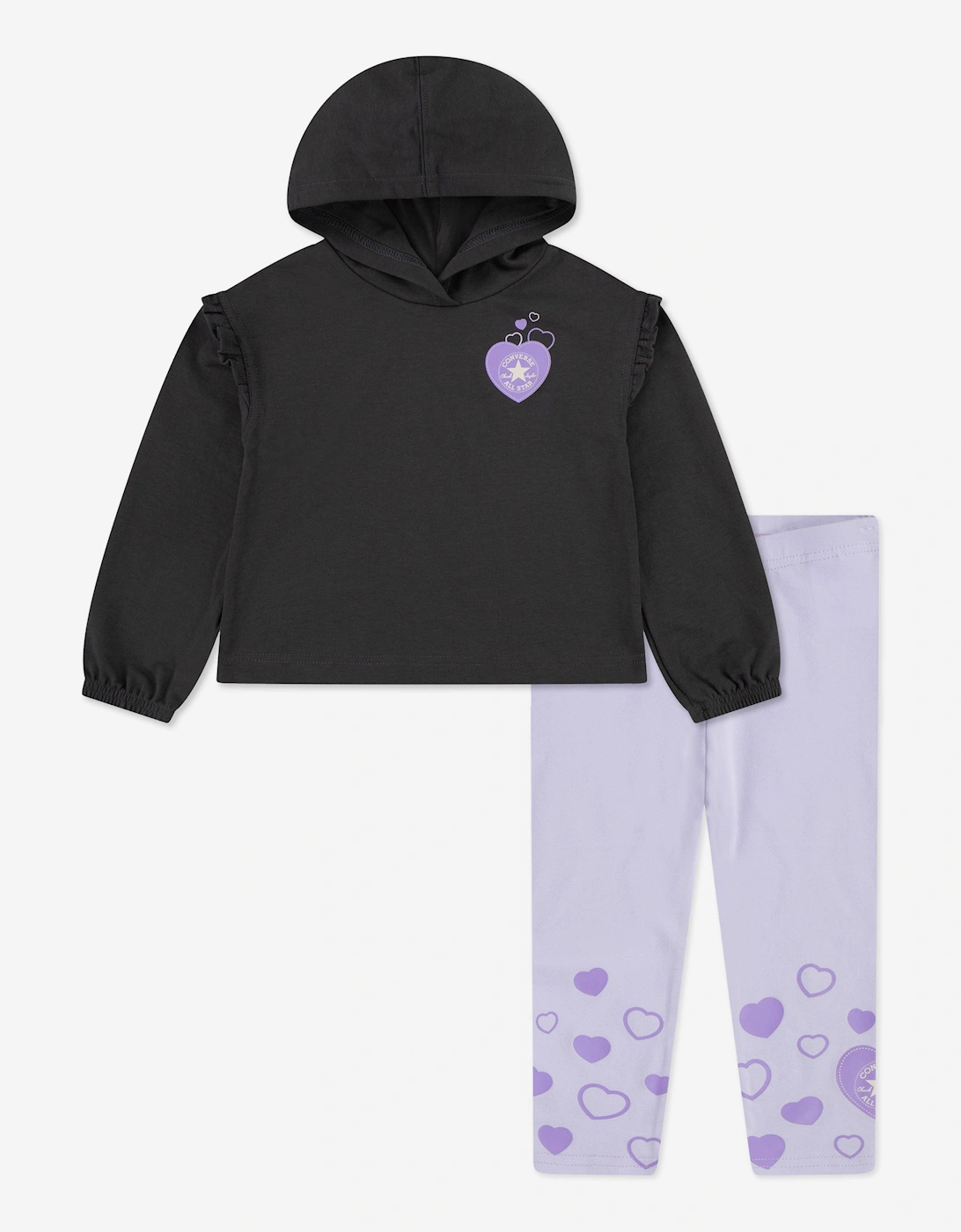 Girls Hoodie and Heart Leggings Set in Grey, 5 of 4