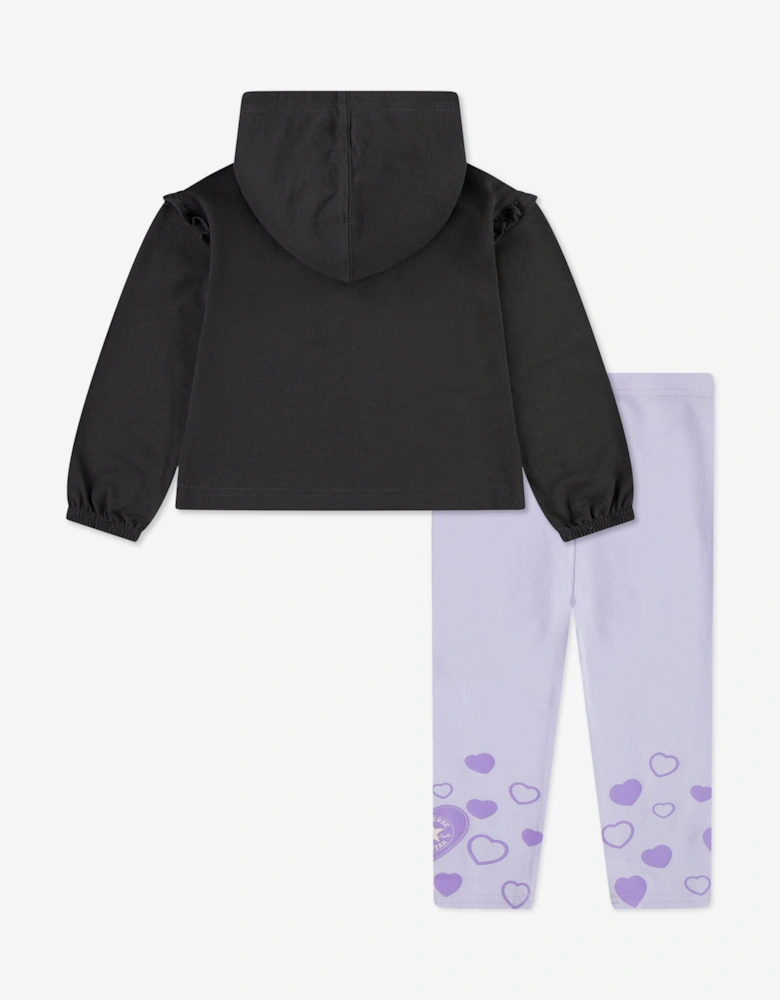 Girls Hoodie and Heart Leggings Set in Grey
