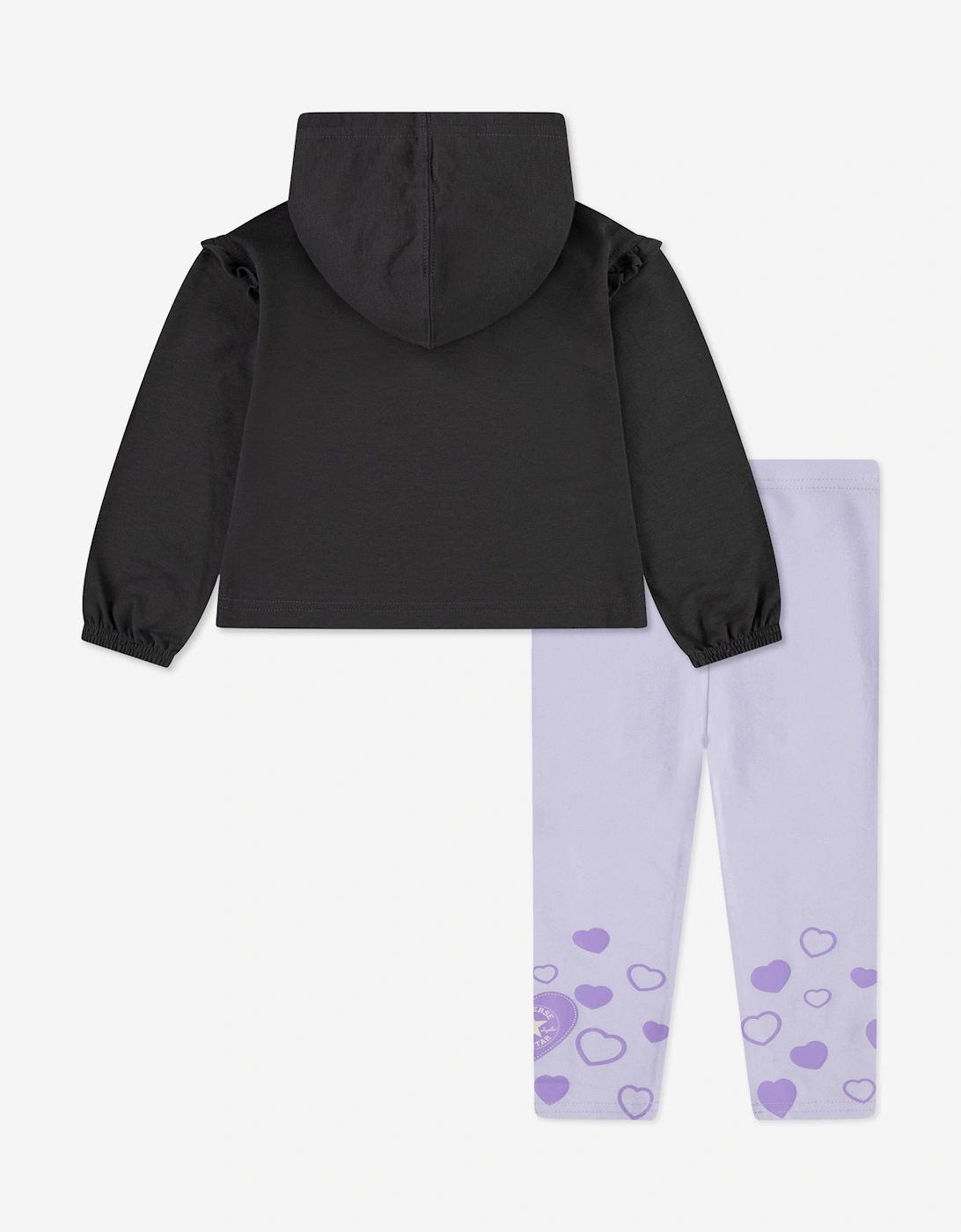 Girls Hoodie and Heart Leggings Set in Grey