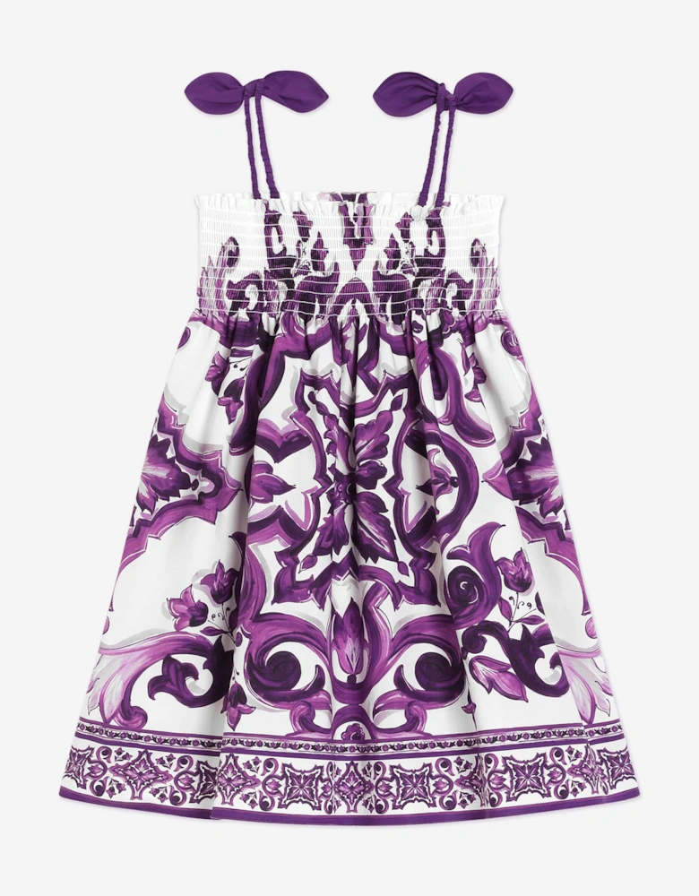 Girls Majolica Sleeveless Dress in Purple