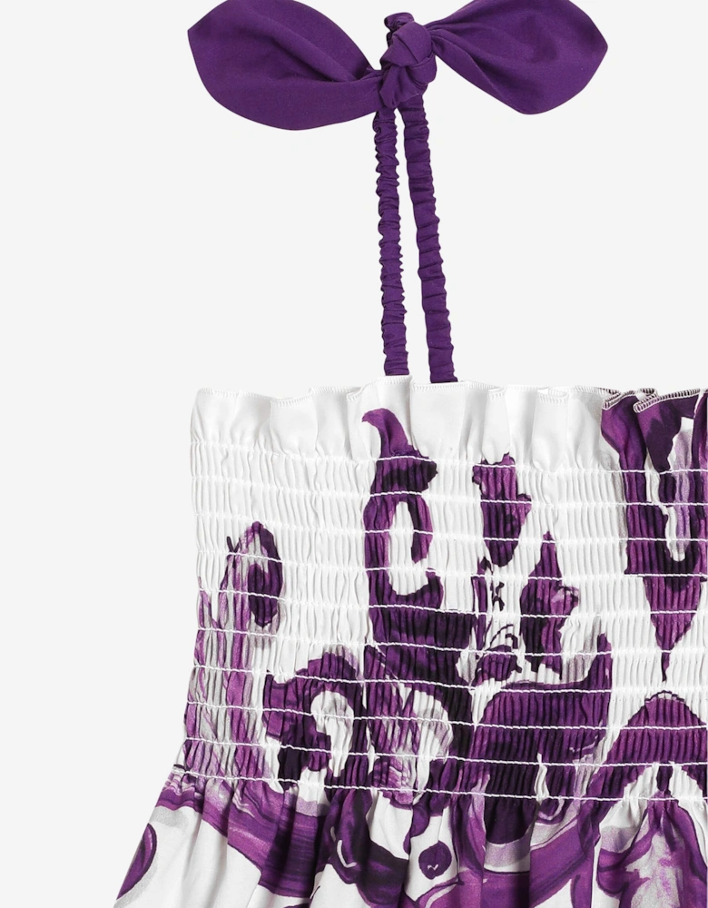 Girls Majolica Sleeveless Dress in Purple