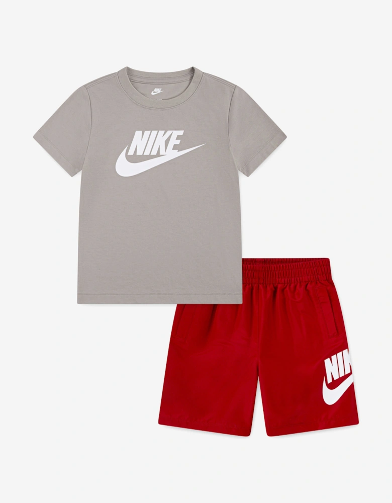 Kids Woven Short Set in Grey
