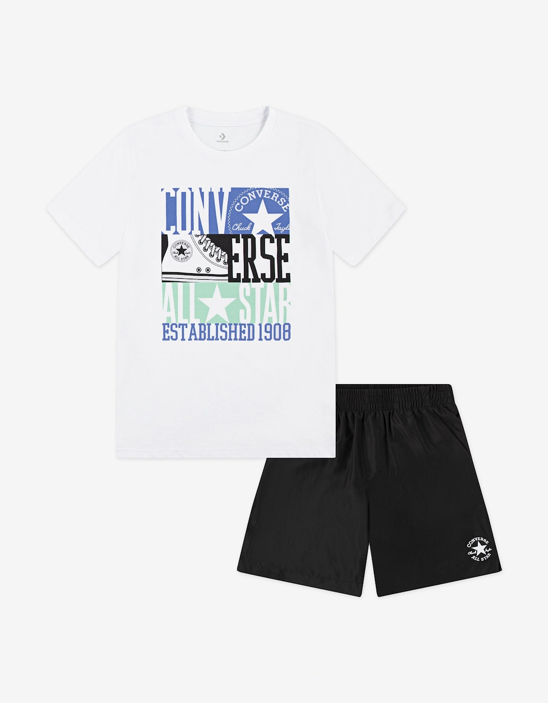 Boys Boxy Trainer T-Shirt and Shorts Set in Black, 5 of 4