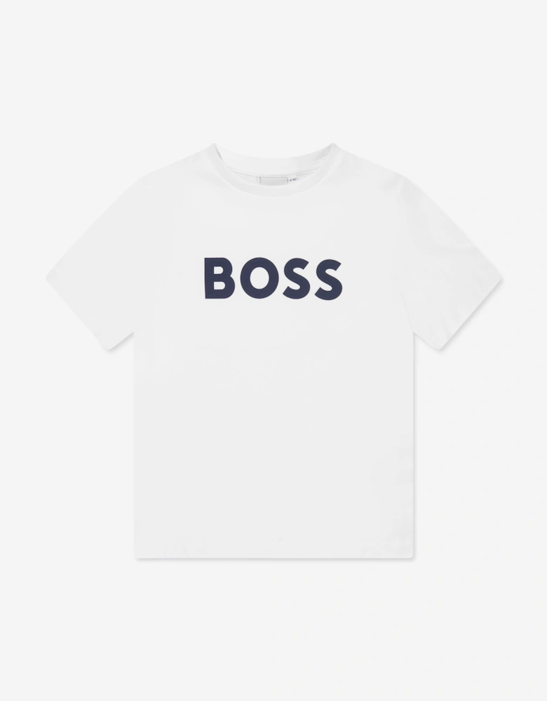 BOSS Boys Logo T-Shirt in White