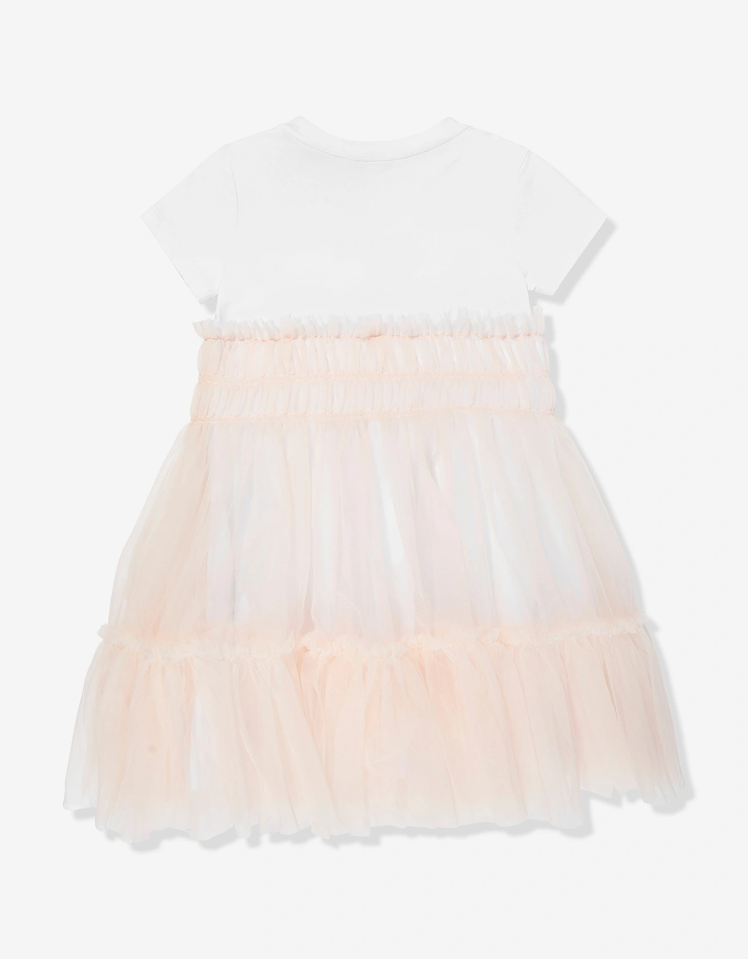 Girls Mixed Fabric Dress in Pink