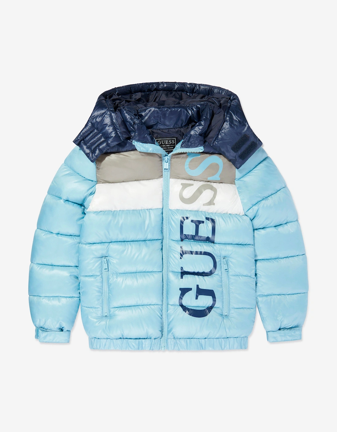 Boys Hooded Puffer Jacket in Blue, 5 of 4