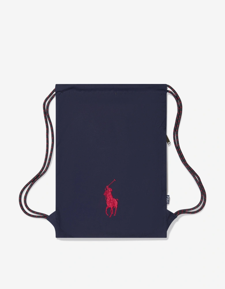 Kids Polo Canvas Drawstring Bag in Navy (49cm)