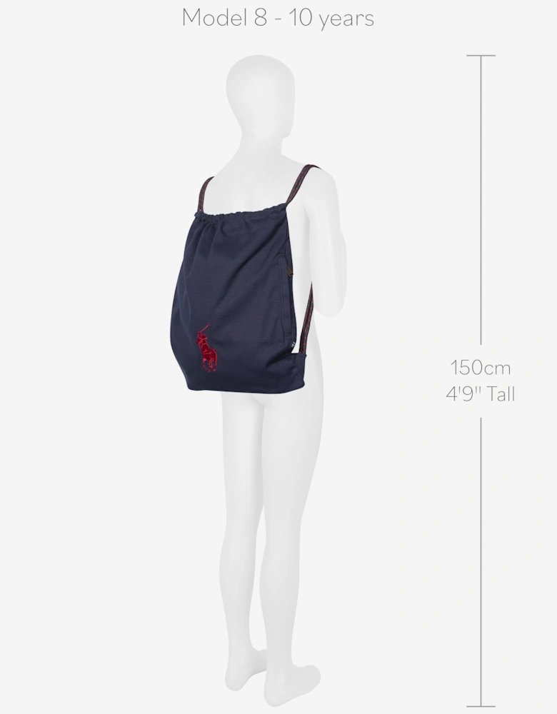 Kids Polo Canvas Drawstring Bag in Navy (49cm)