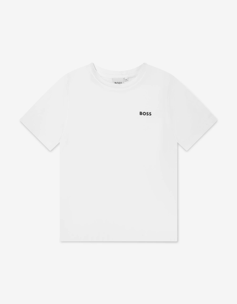 BOSS Boys Logo Print T-Shirt in White