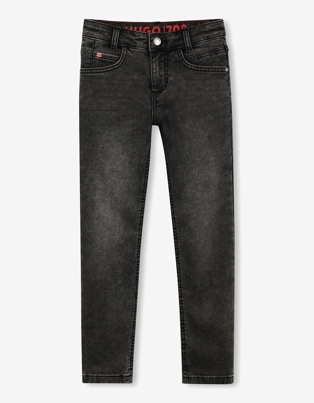 Boys Washed Denim Slim Fit Jeans in Black, 5 of 4