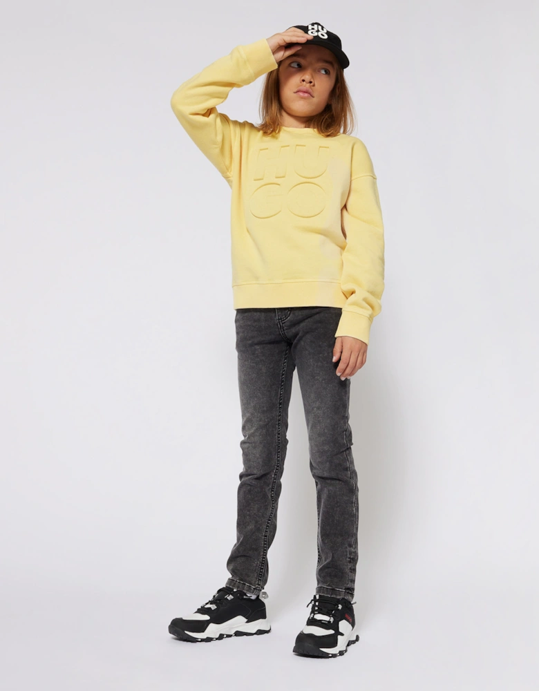 Boys Washed Denim Slim Fit Jeans in Black