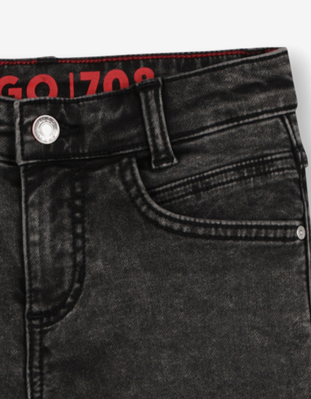 Boys Washed Denim Slim Fit Jeans in Black