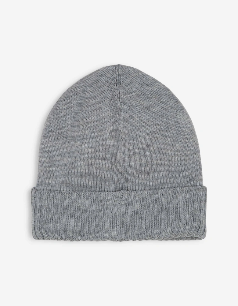 BOSS Boys Logo Badge Beanie Hat in Grey