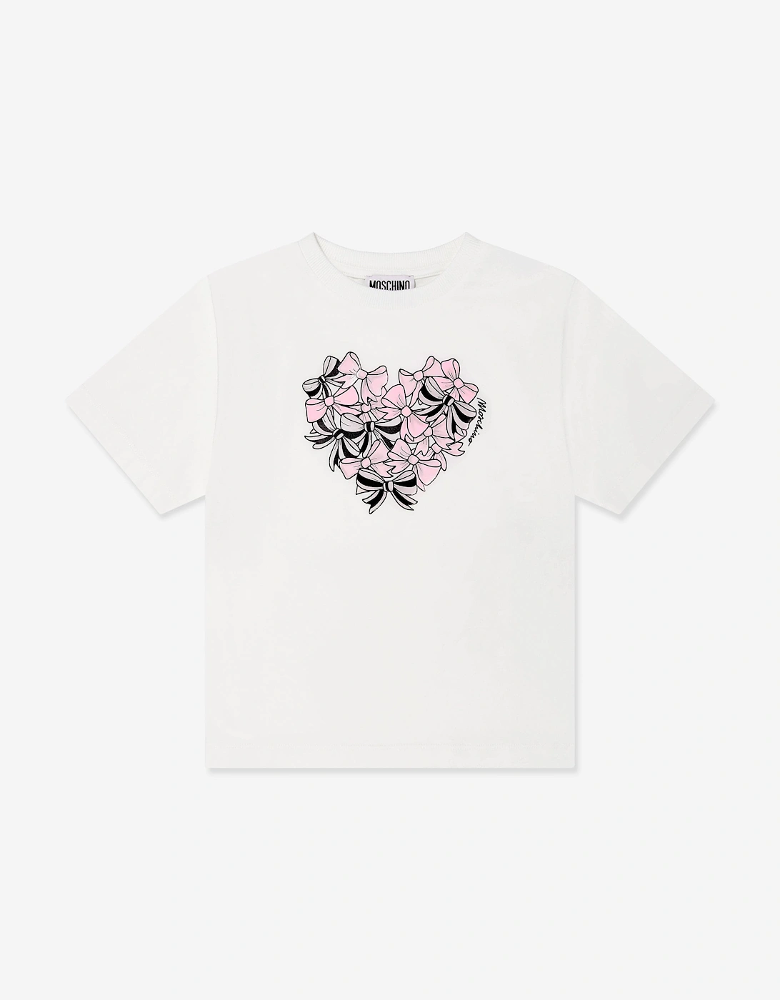 Girls Bow Heart T-Shirt in Ivory, 5 of 4