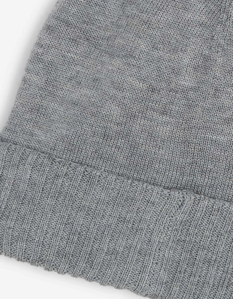 BOSS Boys Logo Badge Beanie Hat in Grey