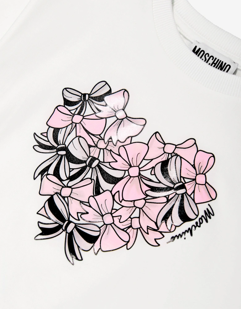 Girls Bow Heart T-Shirt in Ivory