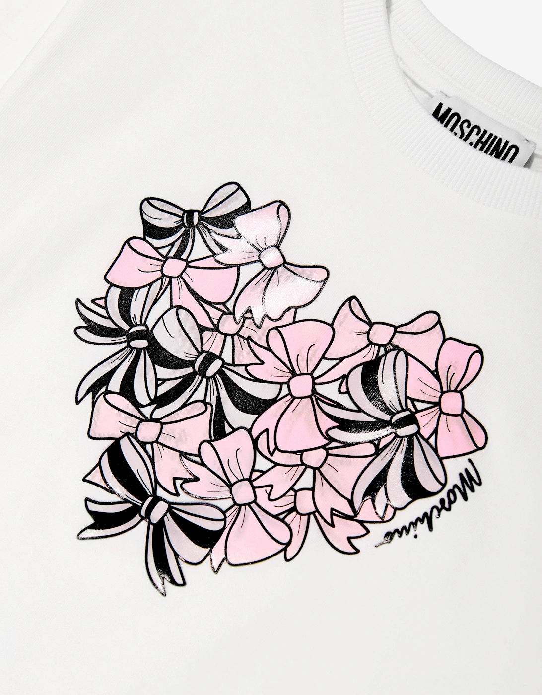 Girls Bow Heart T-Shirt in Ivory