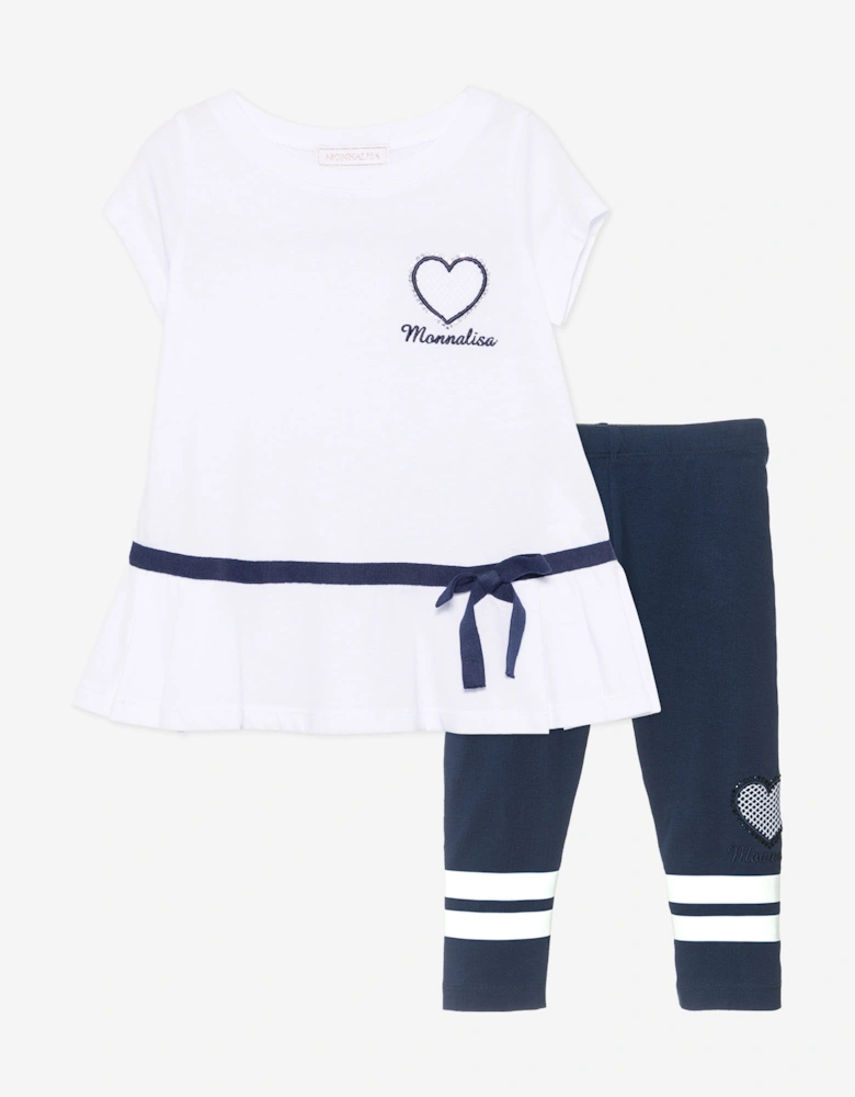 Girls T-Shirt and Leggings Set in White