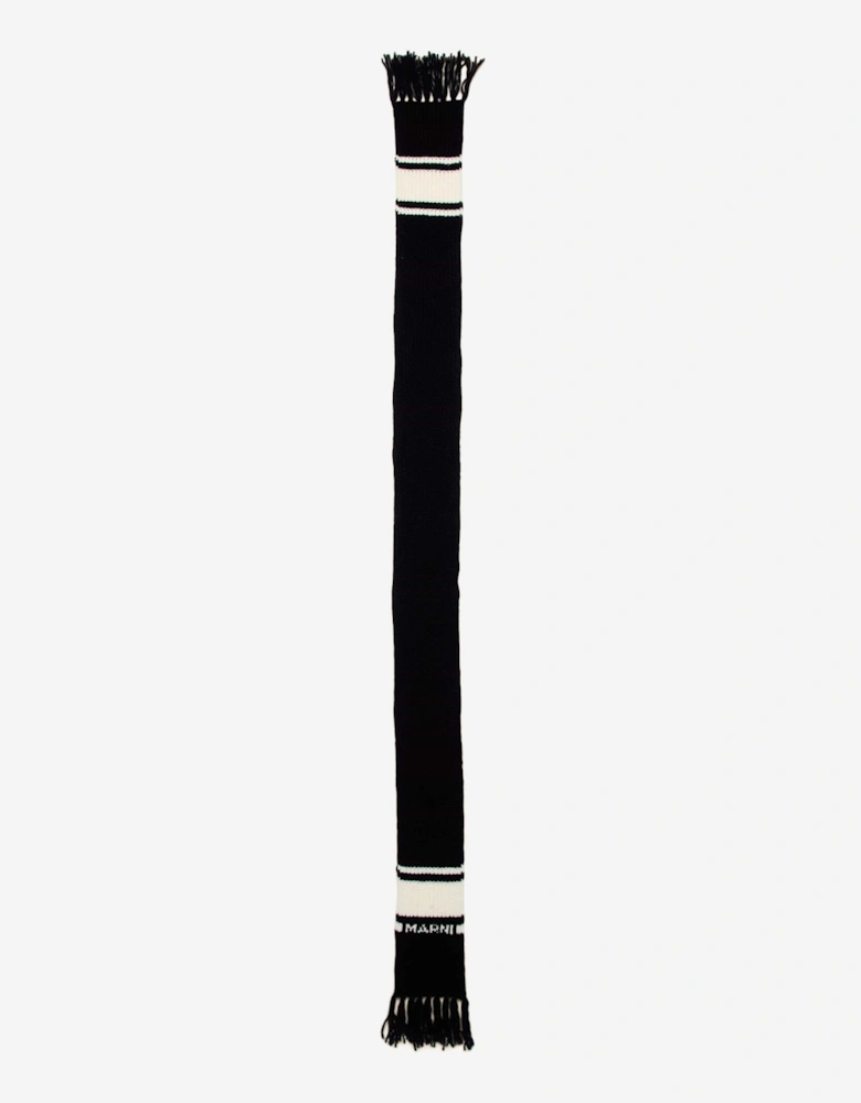 Kids Striped Knitted Scarf in Black