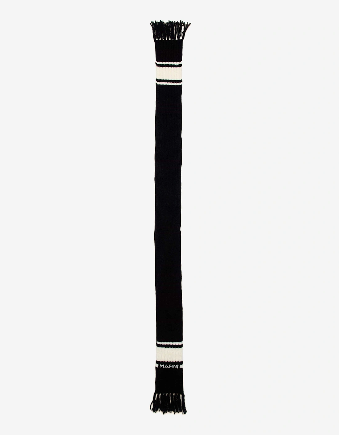 Kids Striped Knitted Scarf in Black