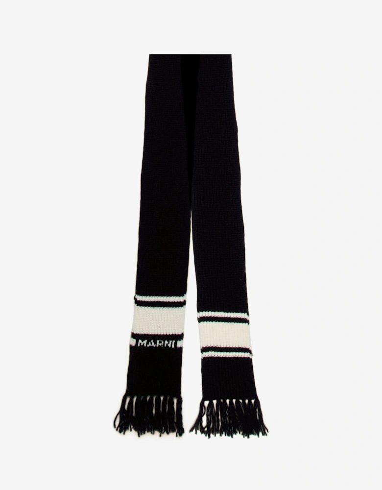 Kids Striped Knitted Scarf in Black