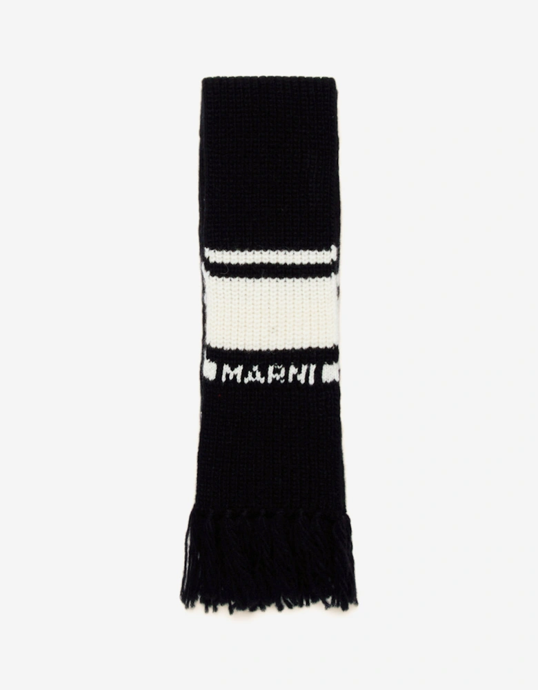 Kids Striped Knitted Scarf in Black