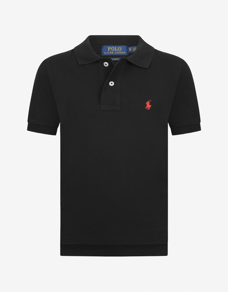 Boys Custom Fit Polo Shirt in Black