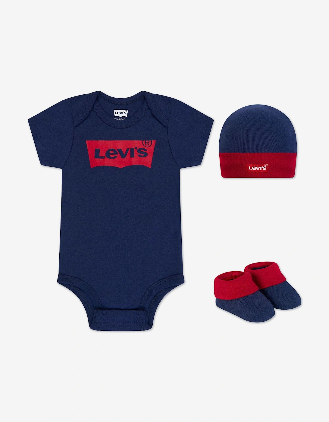 Baby Batwing Onesie Hat and Bootie Set in Navy