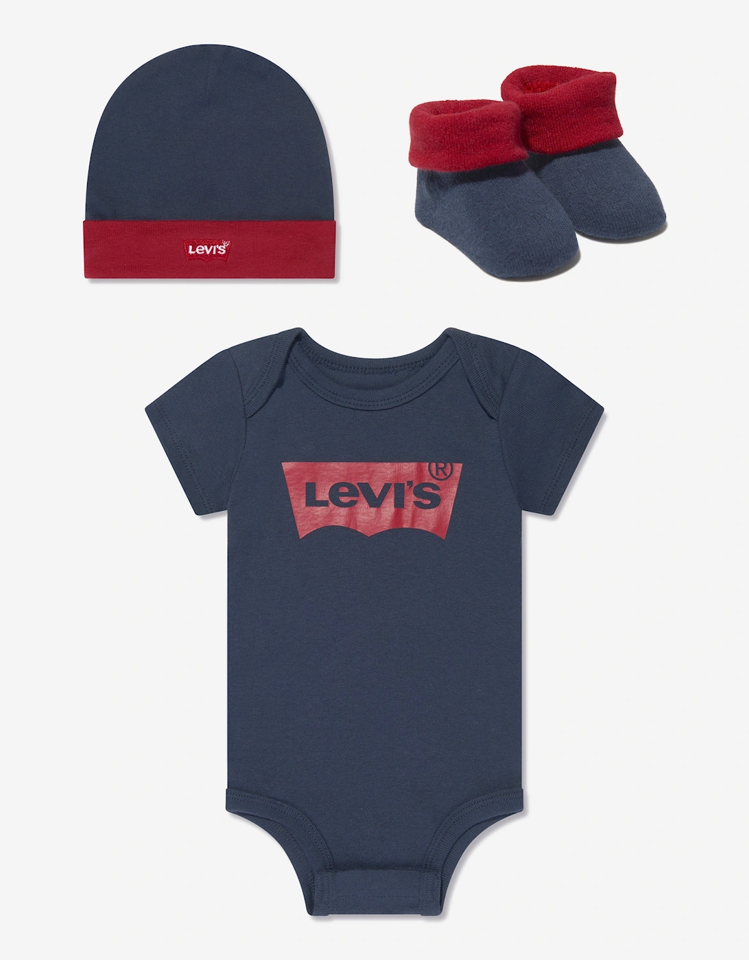 Baby Batwing Onesie Hat and Bootie Set in Navy