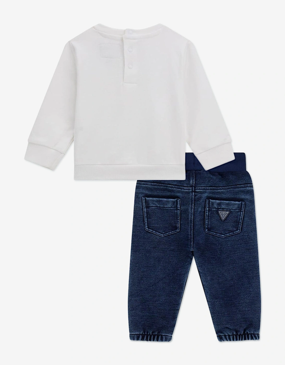 Baby Boys Sweater and Denim Pants Set in White