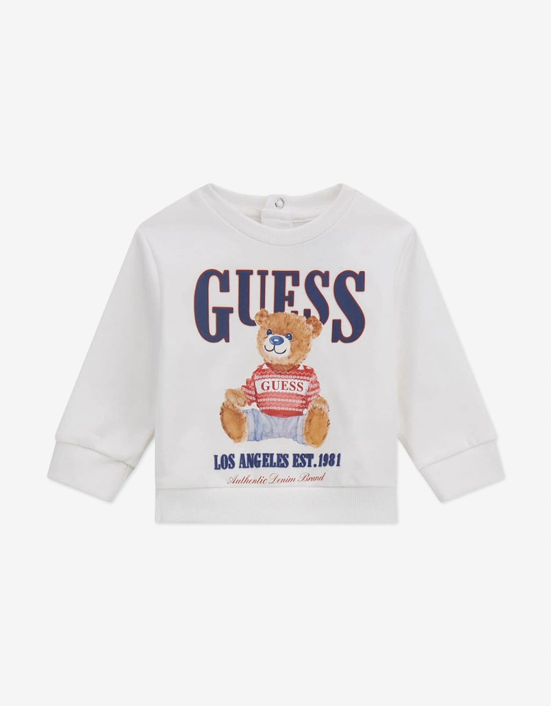 Baby Boys Sweater and Denim Pants Set in White