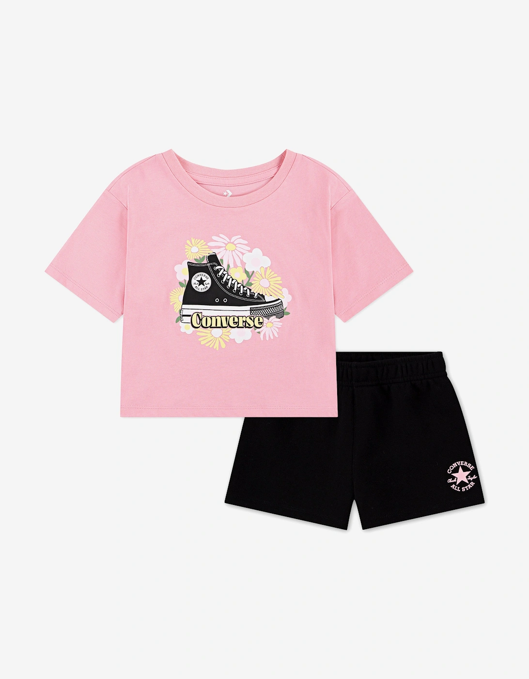 Girls Floral Trainer T-Shirt and Shorts Set in Pink, 5 of 4