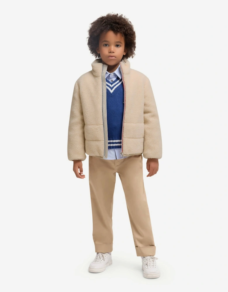 Kids Teddy Fleece Casan Jacket in Ivory
