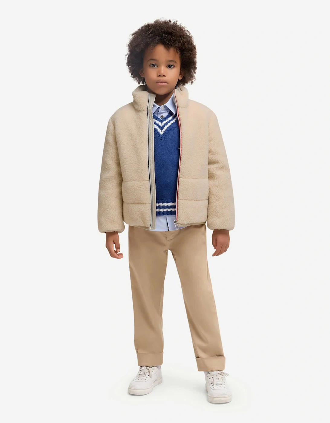 Kids Teddy Fleece Casan Jacket in Ivory
