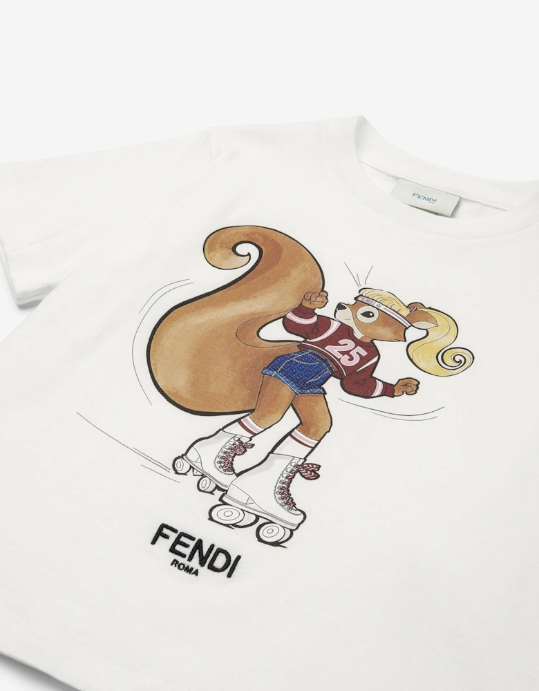 Girls Squirrel T-Shirt in White