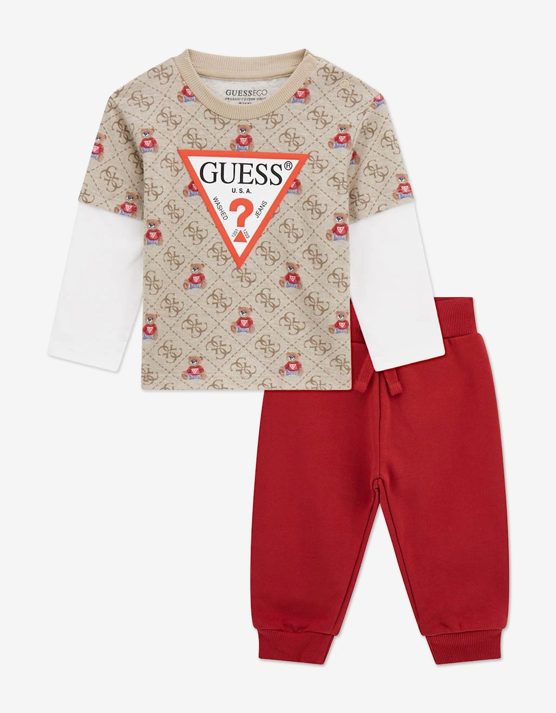 Baby Boys Long Sleeve T-Shirt and Joggers Set in Beige, 5 of 4