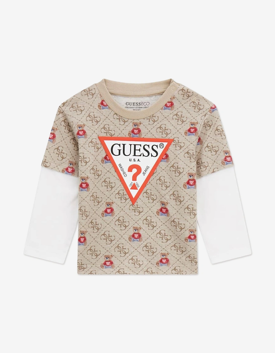 Baby Boys Long Sleeve T-Shirt and Joggers Set in Beige