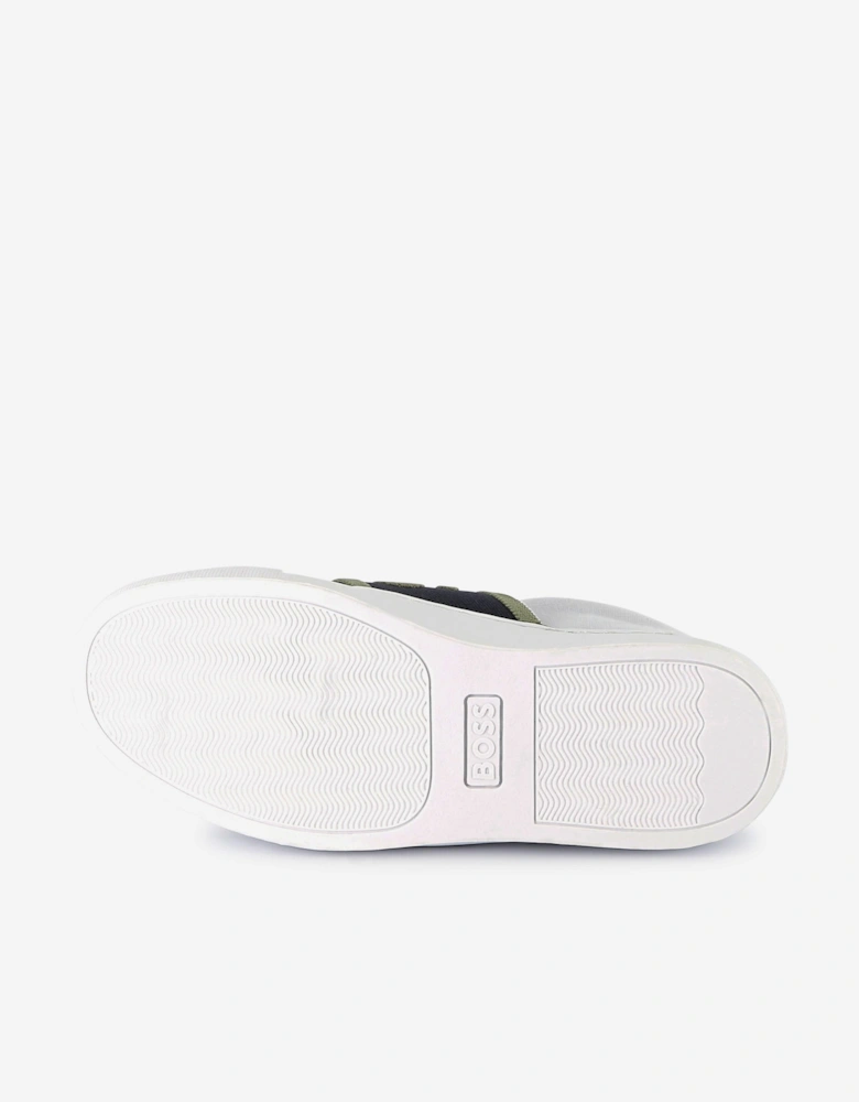 BOSS Boys Leather Logo Trainers in White