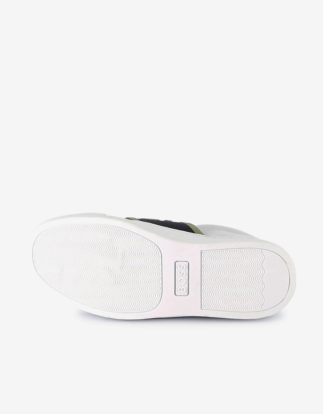 BOSS Boys Leather Logo Trainers in White