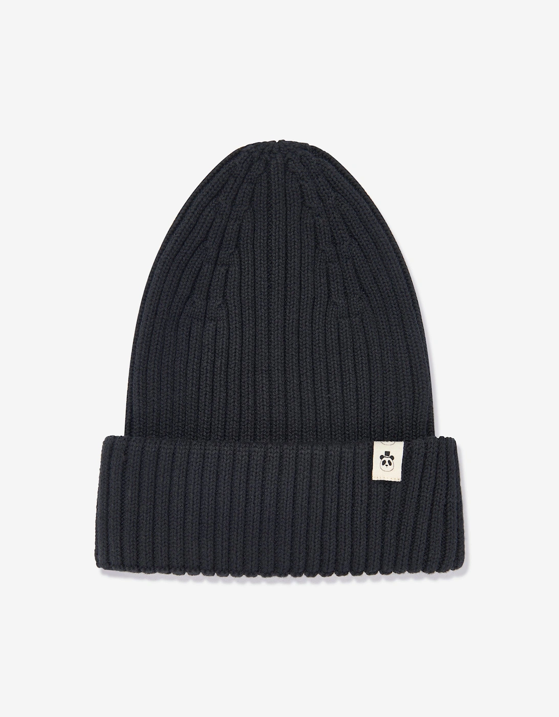 Kids Knitted Rib Fold Up Hat in Black, 5 of 4