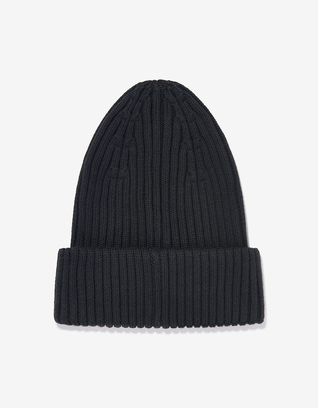 Kids Knitted Rib Fold Up Hat in Black