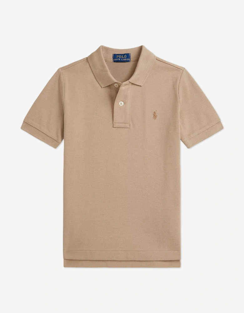Boys Logo Polo Shirt in Beige