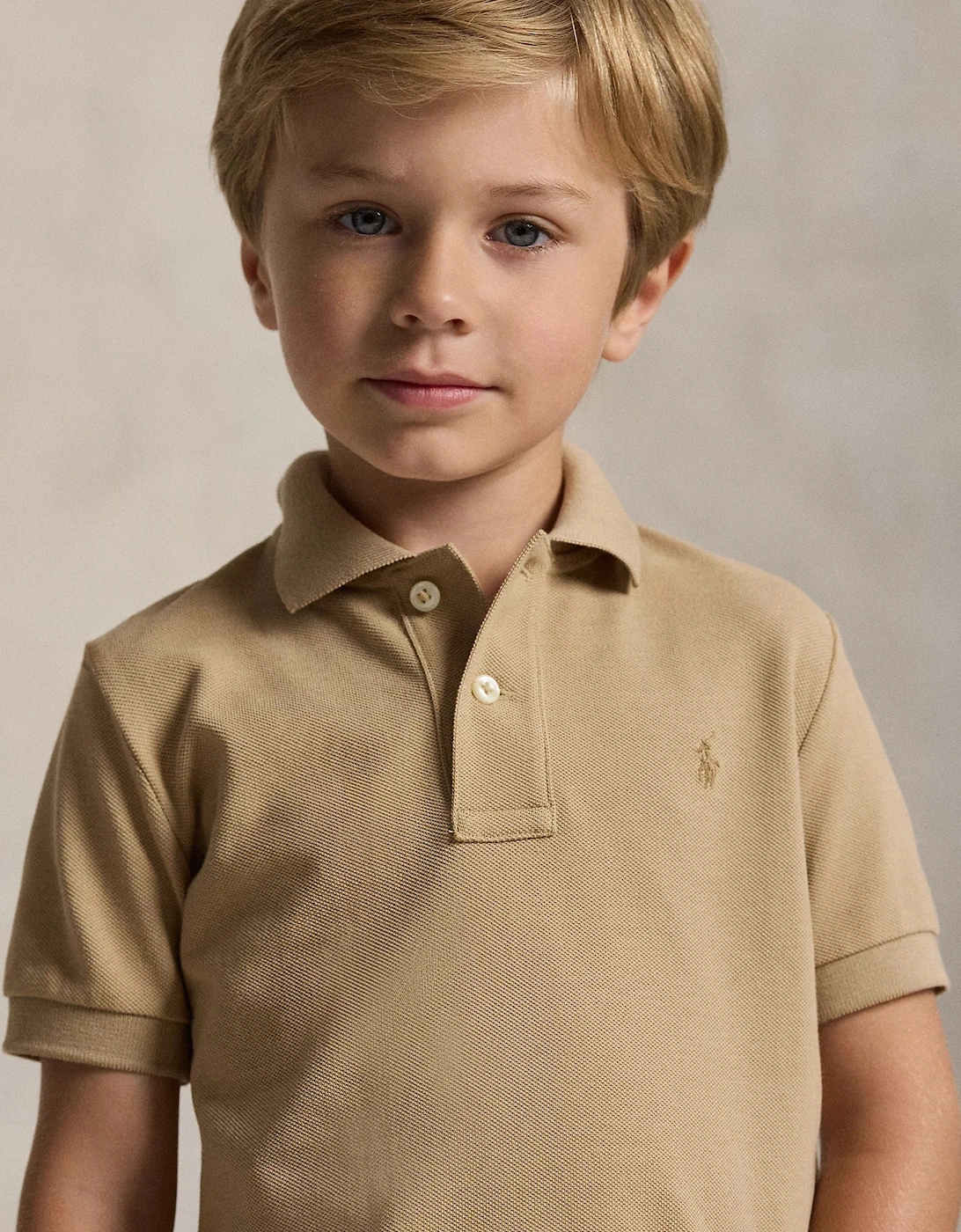 Boys Logo Polo Shirt in Beige